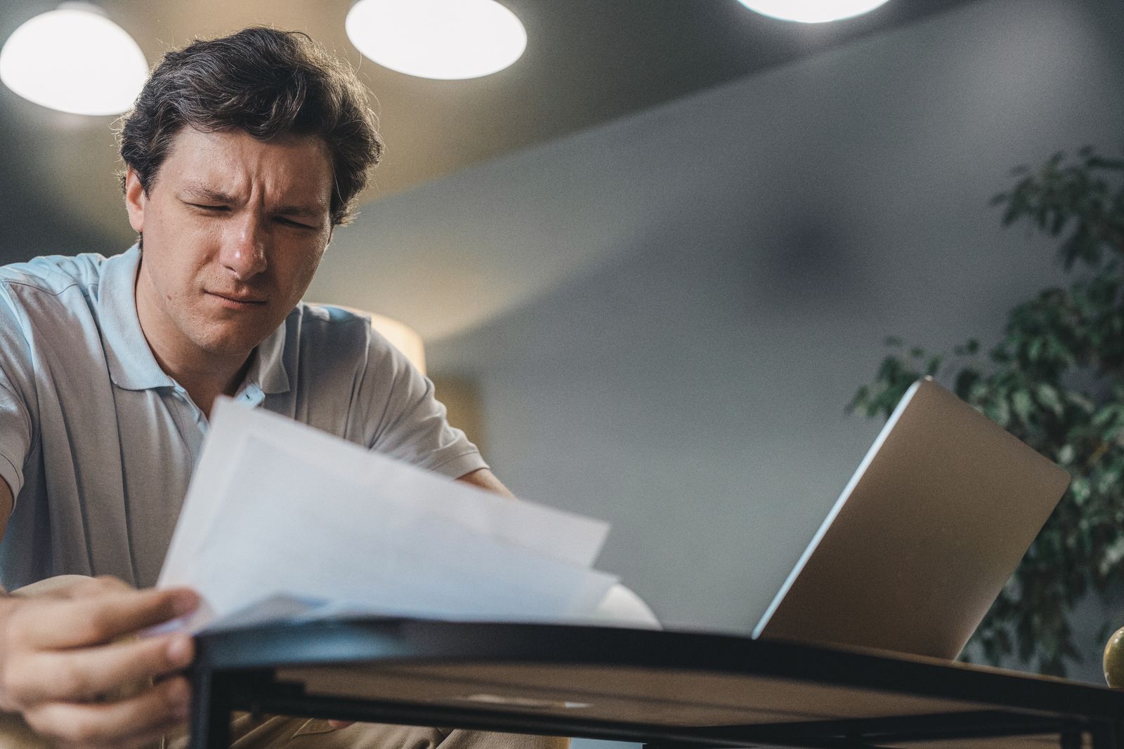 Professional focused on laptop work
