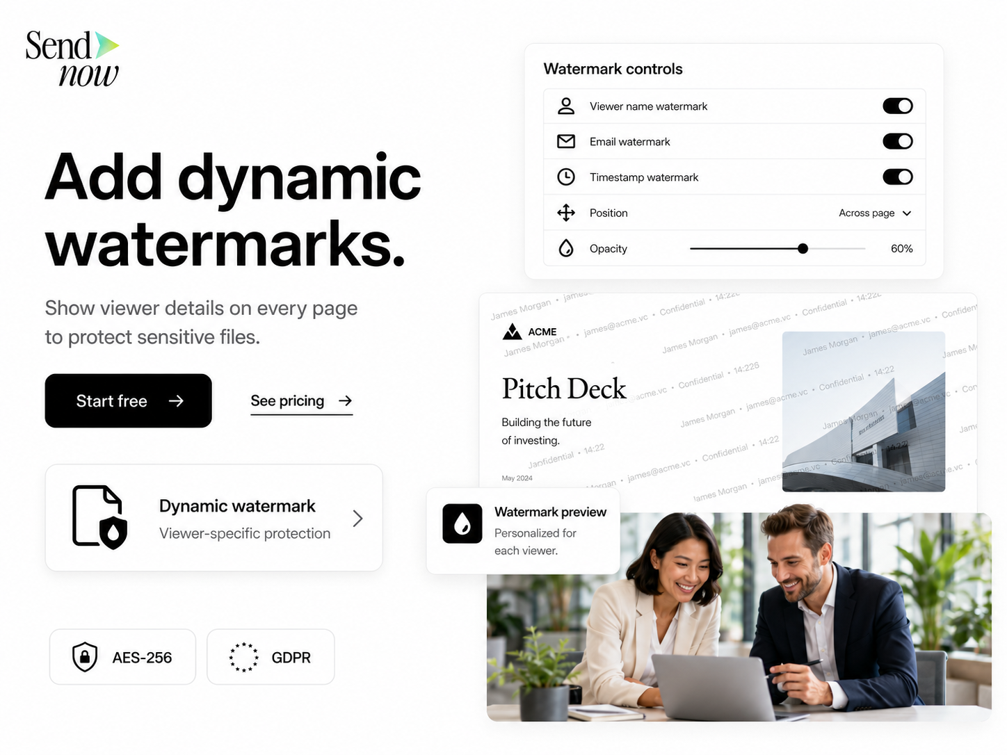 SendNow Dynamic Watermarking